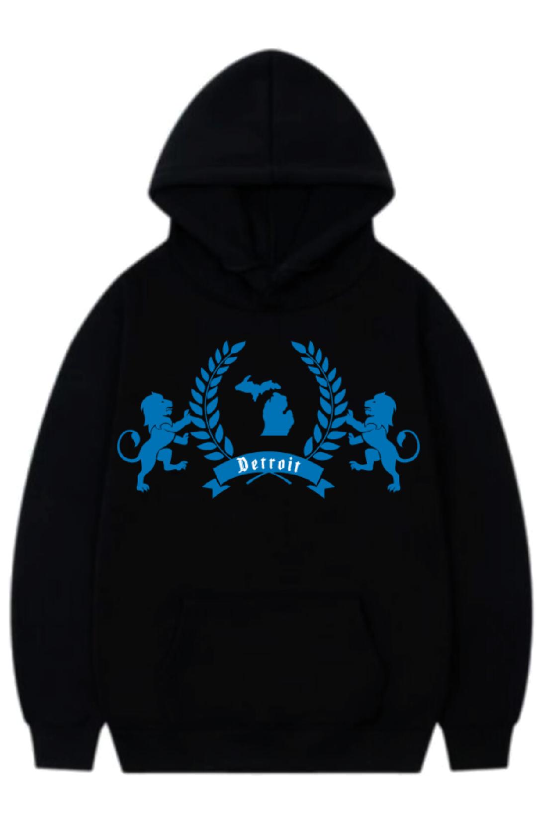 DETROIT BLUE ROYALTY BLACK HOODIE