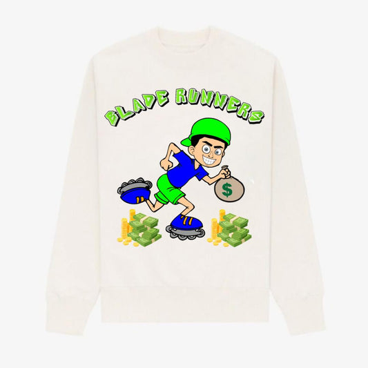 BLADE RUNNERS CREAM SWEATSHIRT GREEN LETTERS