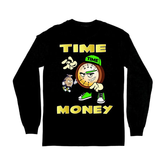 TIME IS MONEY BLACK LONG SLEEVE T-SHIRT