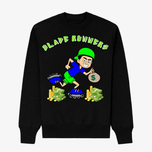 BLADE RUNNERS BLACK SWEATSHIRT GREEN LETTERS