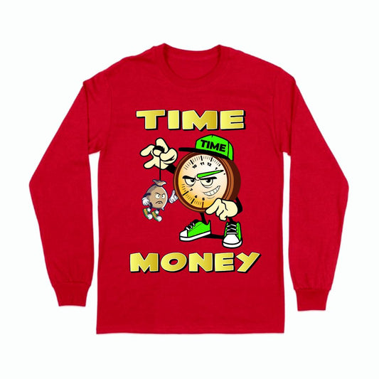 TIME IS MONEY RED LONG SLEEVE T-SHIRT