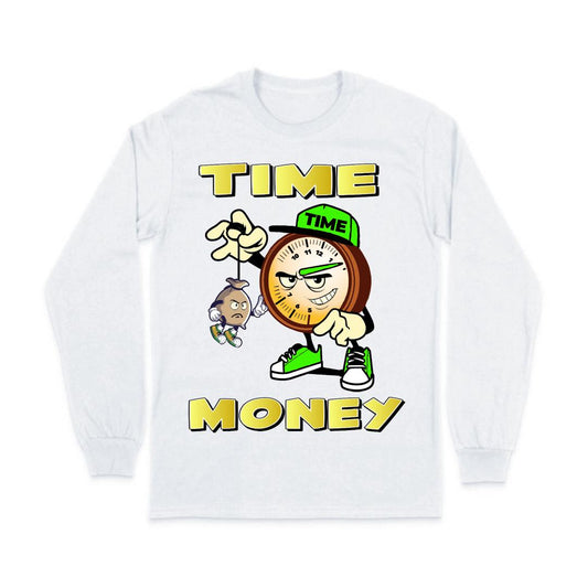 TIME IS MONEY WHITE LONG SLEEVE T-SHIRT