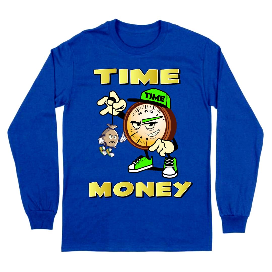 TIME IS MONEY BLUE LONG SLEEVE T-SHIRT