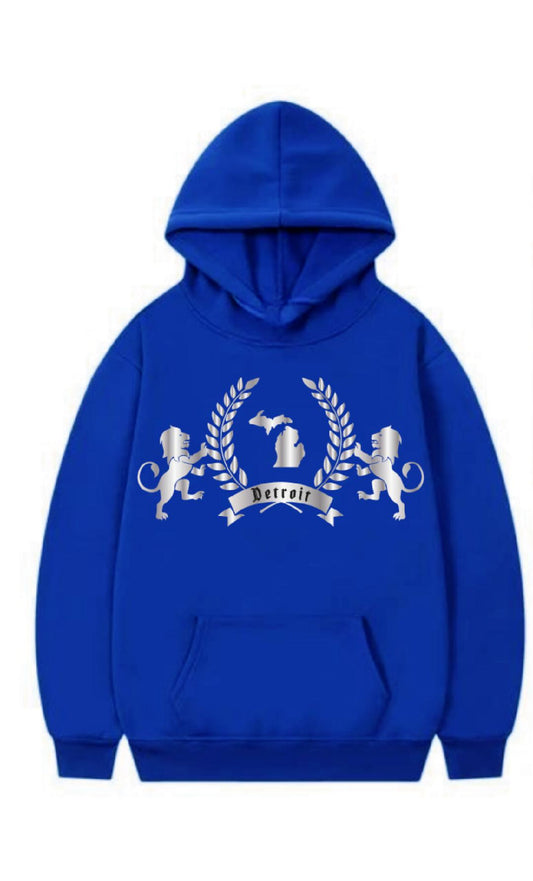 DETROIT SILVER ROYALTY BLUE HOODIE