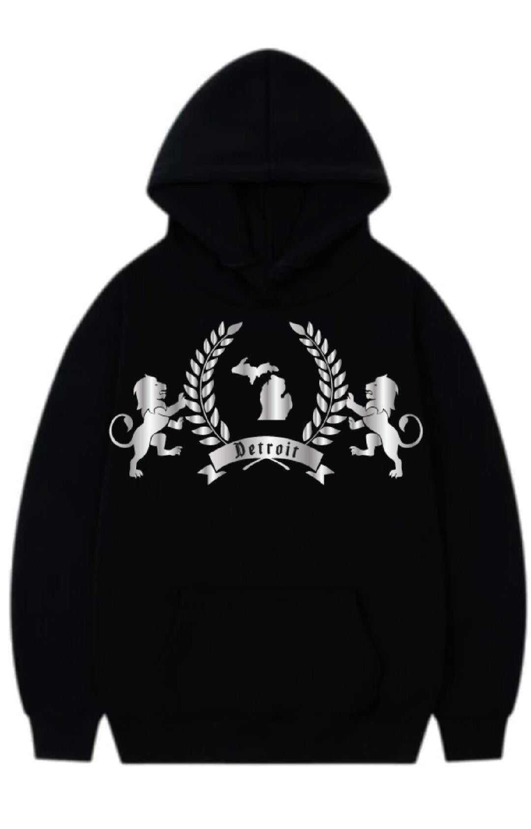 DETROIT SILVER ROYALTY BLACK HOODIE