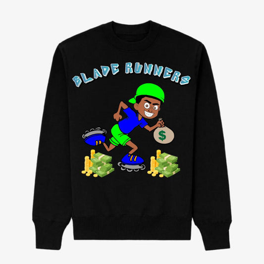 BLADE RUNNERS BLACK SWEATSHIRT BLUE LETTERS